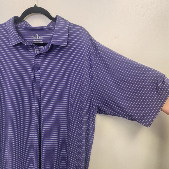 Bobby Jones Men's XXL Purple Striped Performance Polo Shirt  Golf - Picture 8 of 9